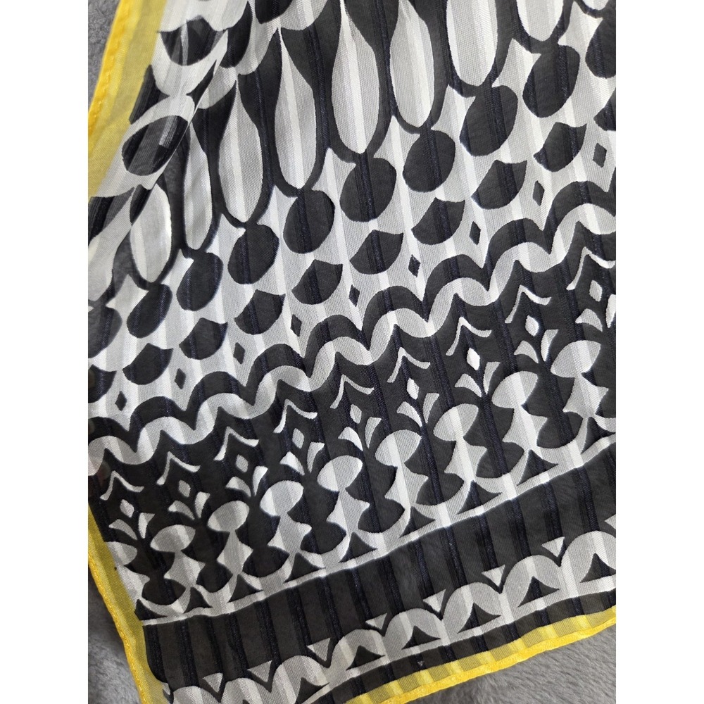 Echo Silk Scarf Black Yellow Geometric Abstract Artsy Rectangle 59 inches - Picture 3 of 4